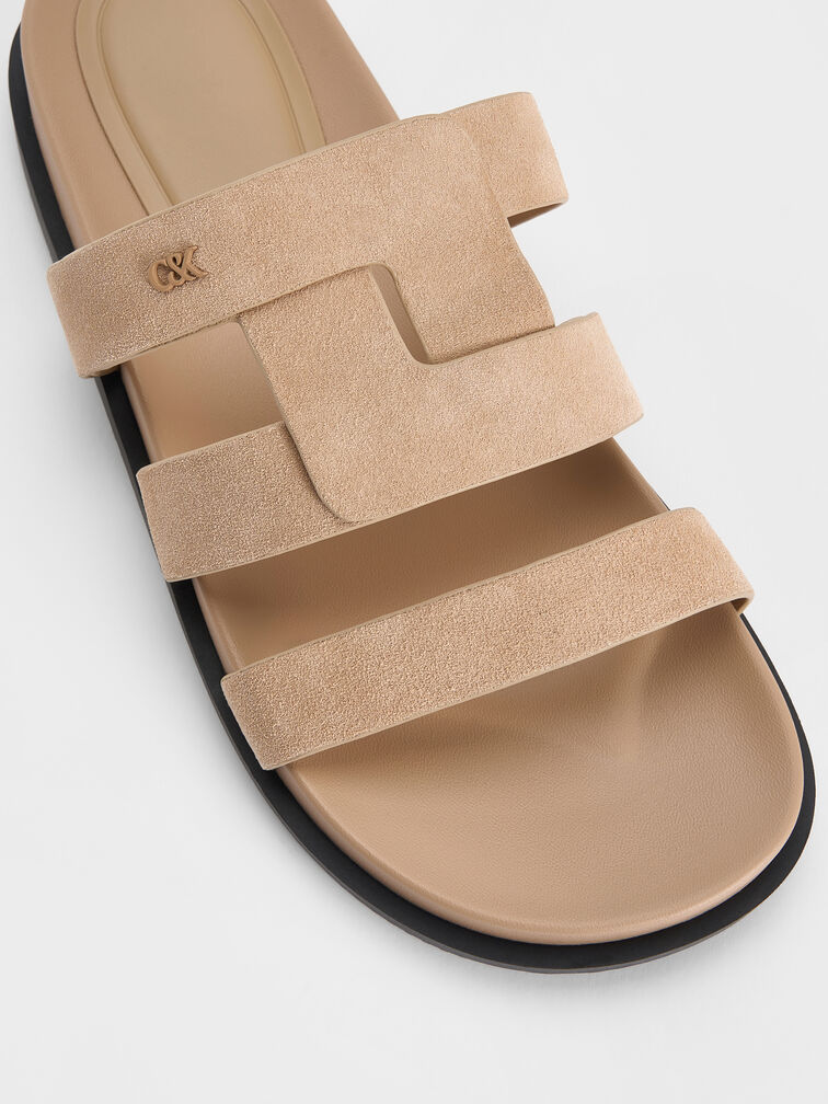 Joan Suede Flatform Sandals, Beige, hi-res