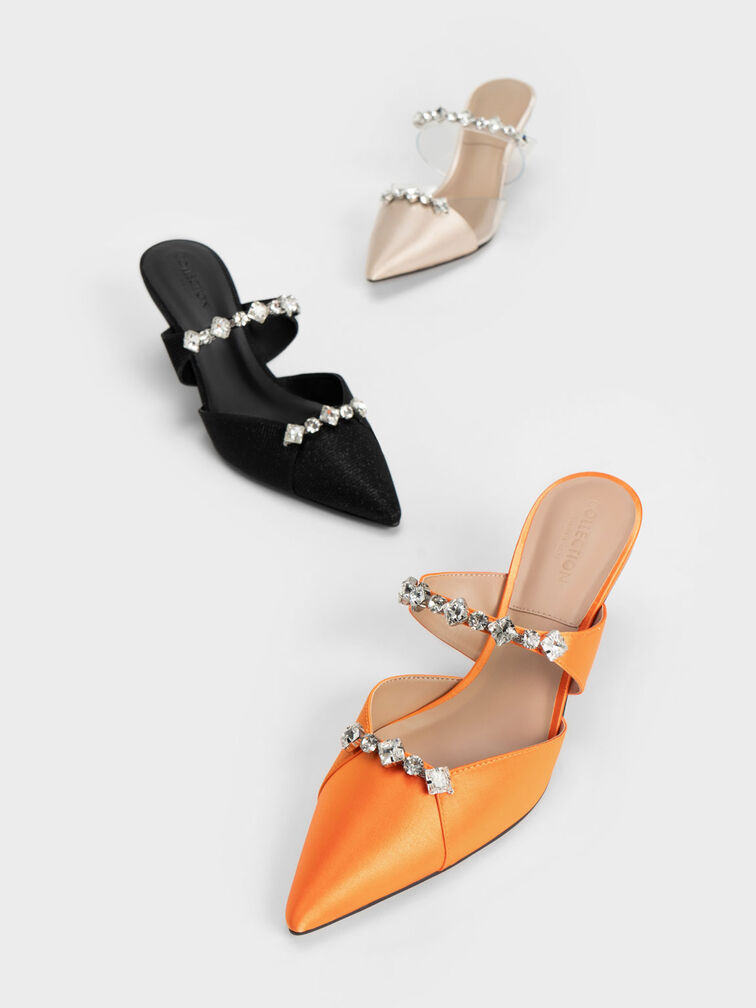 Gem-Embellished Clear Strap Mules, Nude, hi-res