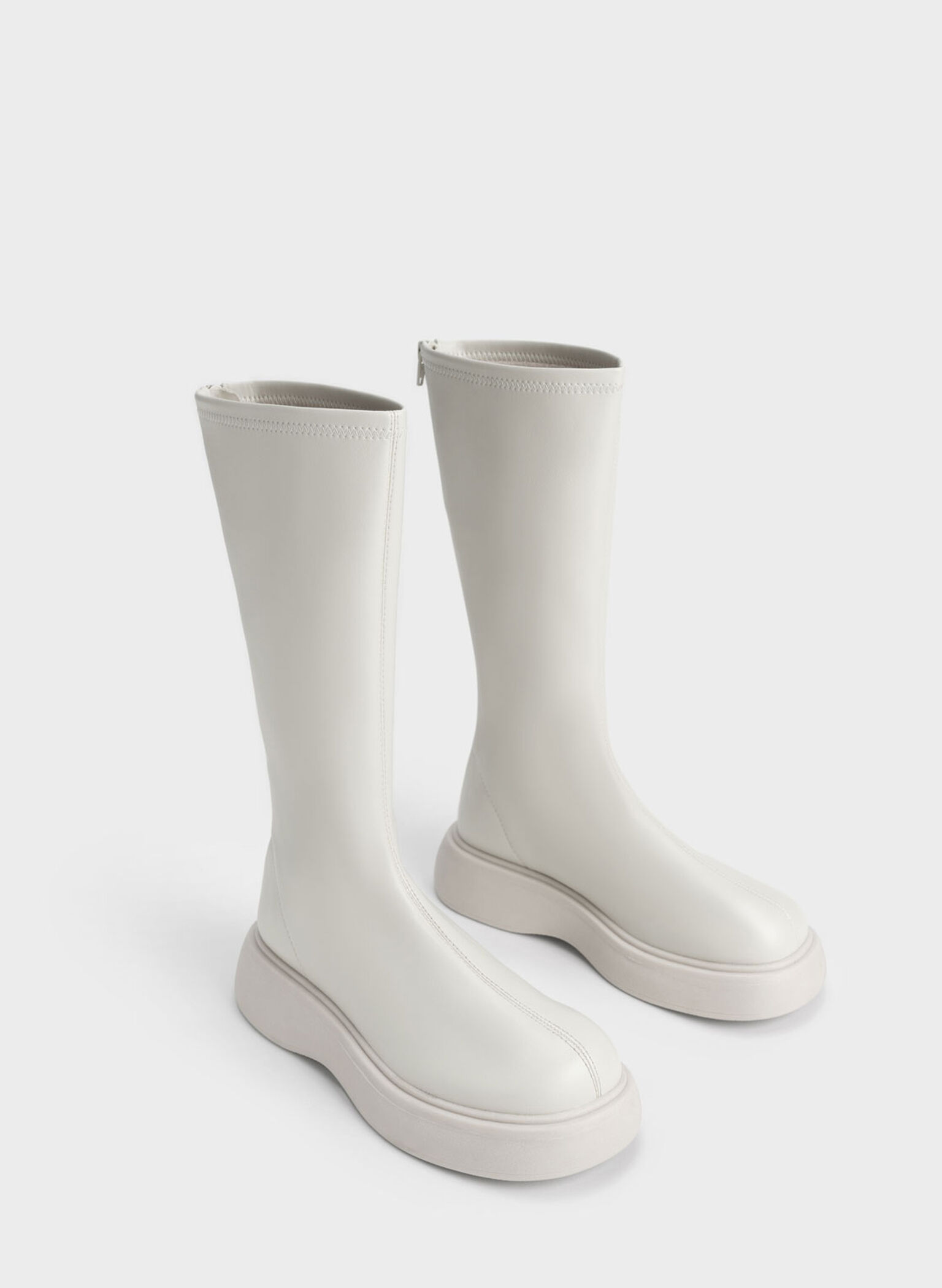 Chunky Sole Knee-High Boots, Chalk, hi-res