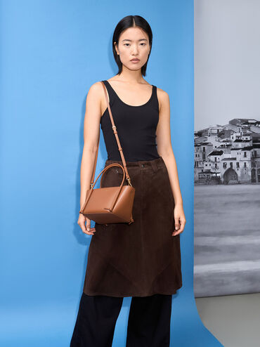 Elora Elongated-Handle Tote Bag, Tan, hi-res