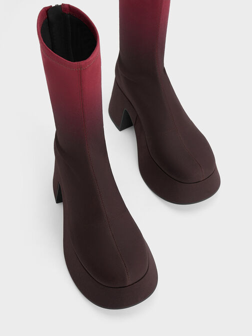 Rubina Ombre Platform Calf Boots, Red, hi-res