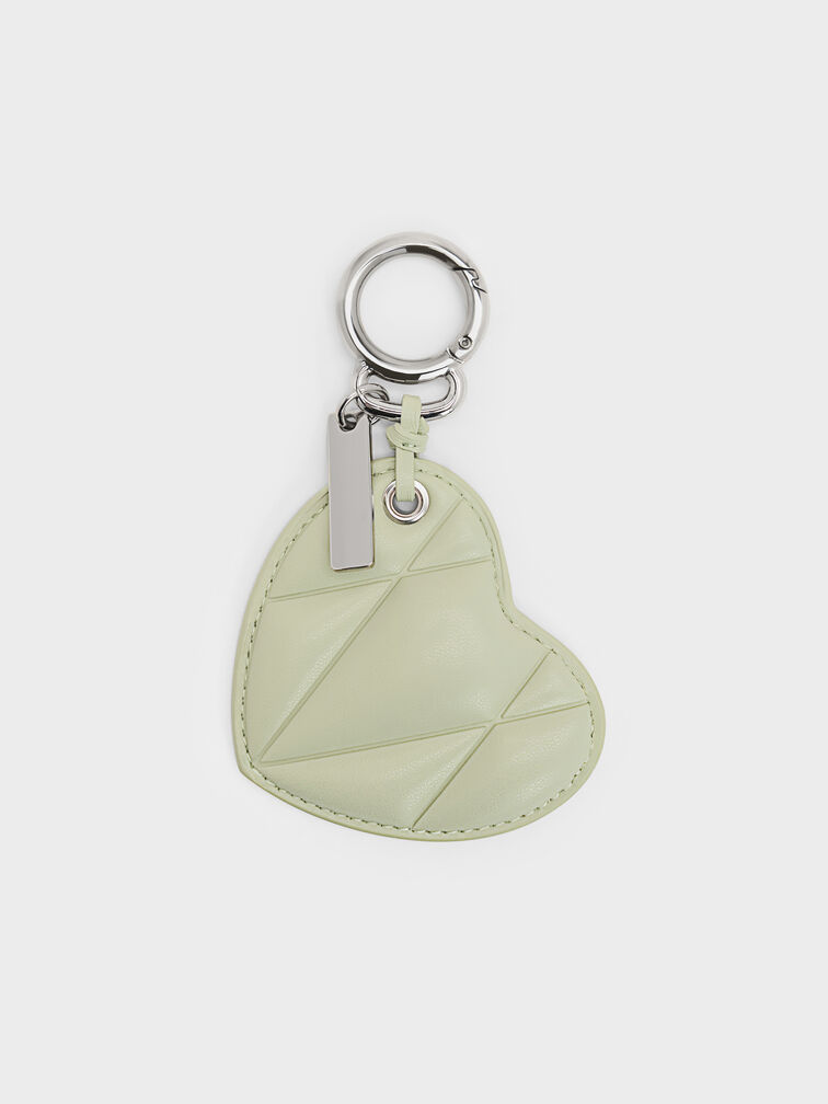Heart Quilted Mirror Charm, Matcha Green, hi-res