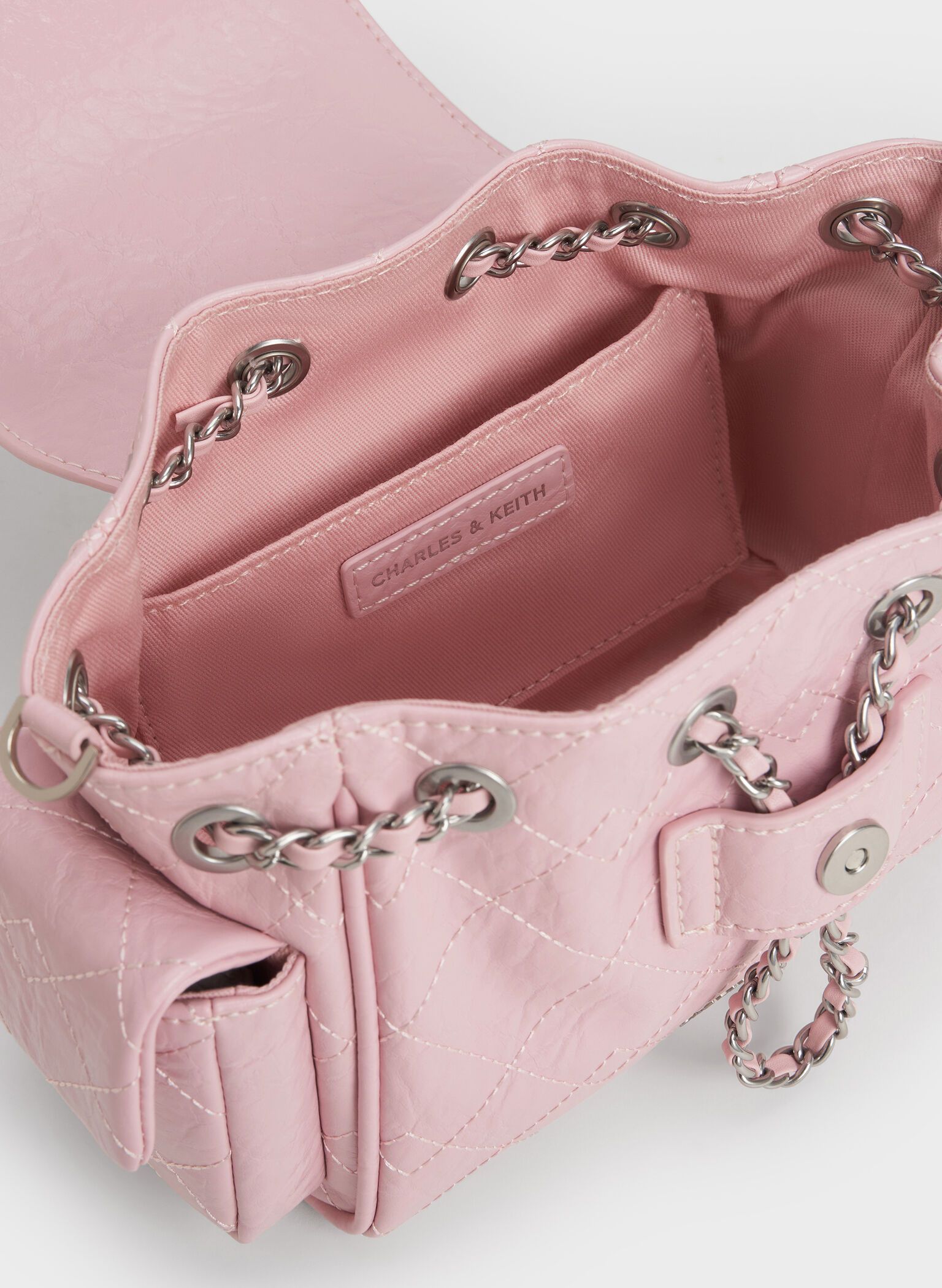 Duo Quilted Two-Way Front Flap Backpack, Cotton Candy Pink, hi-res