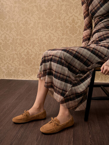 Kori Suede Boat Shoes, Cognac, hi-res