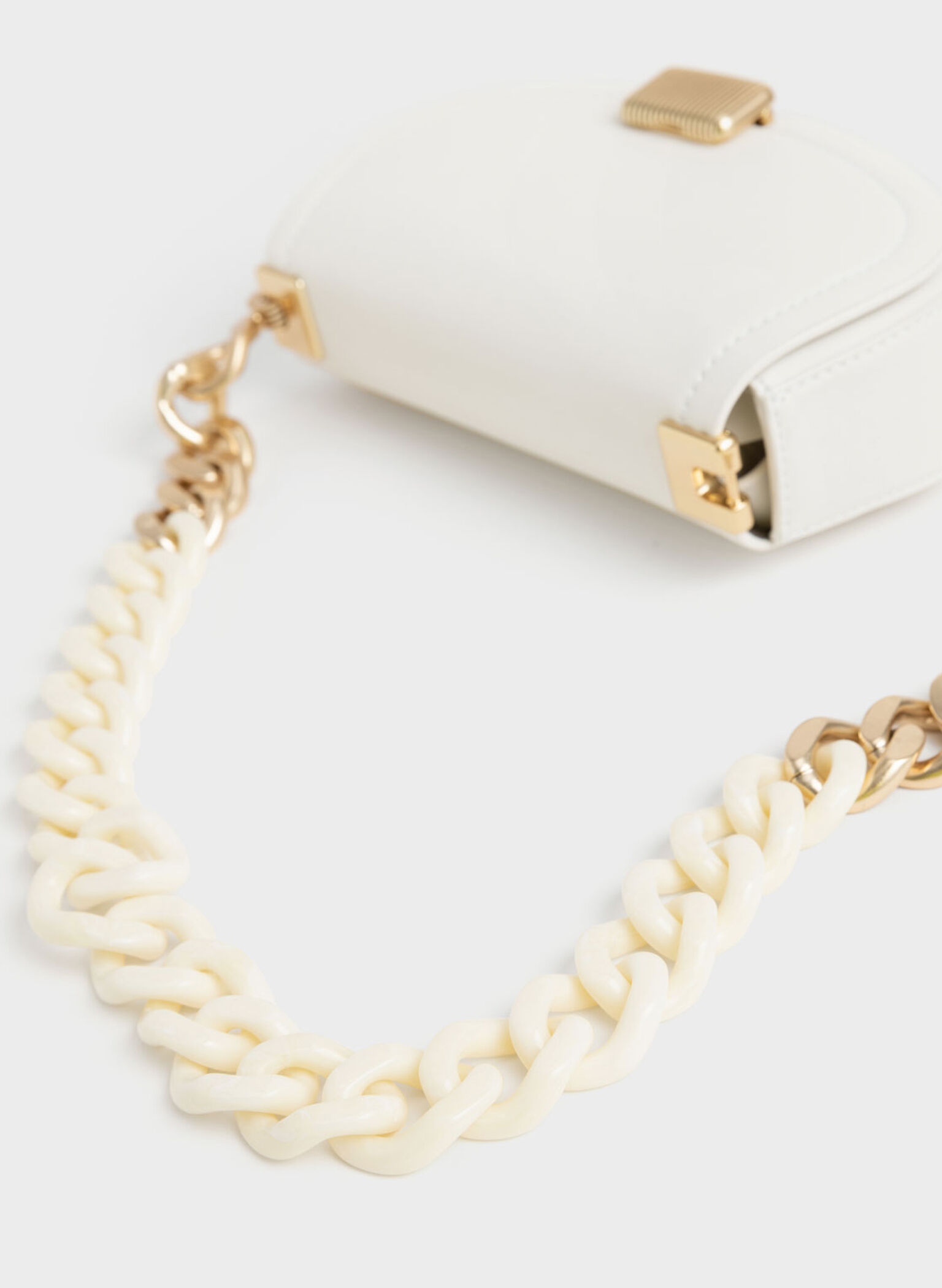 Sonnet Two-Tone Chain Handle Shoulder Bag, White, hi-res