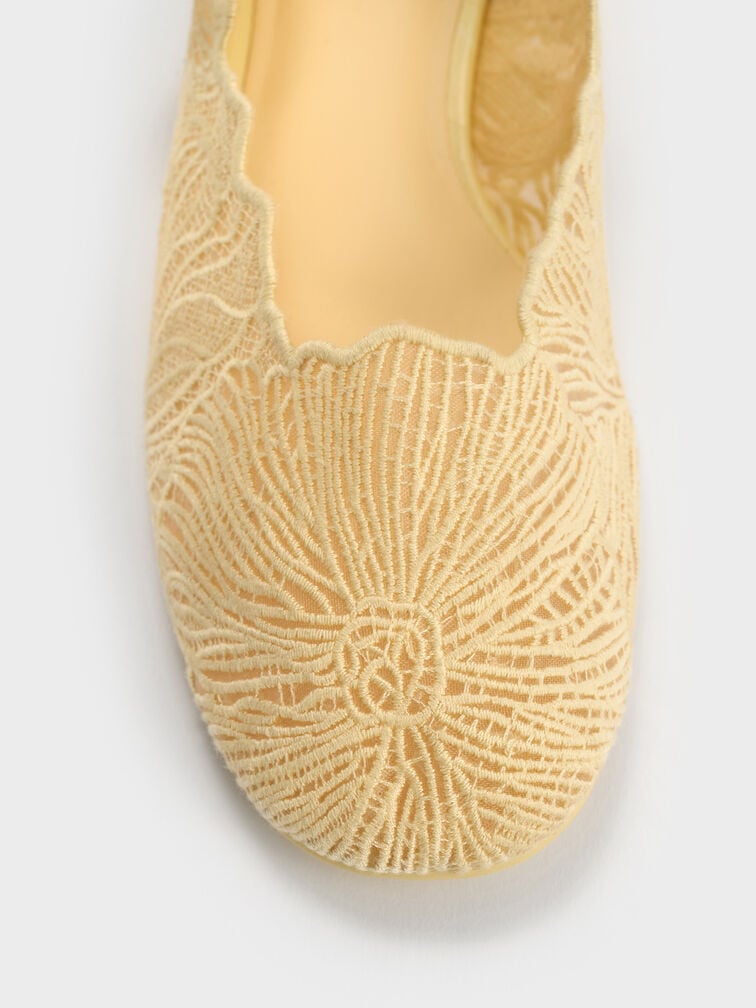 Crochet Floral Mary Jane Flats, Yellow, hi-res
