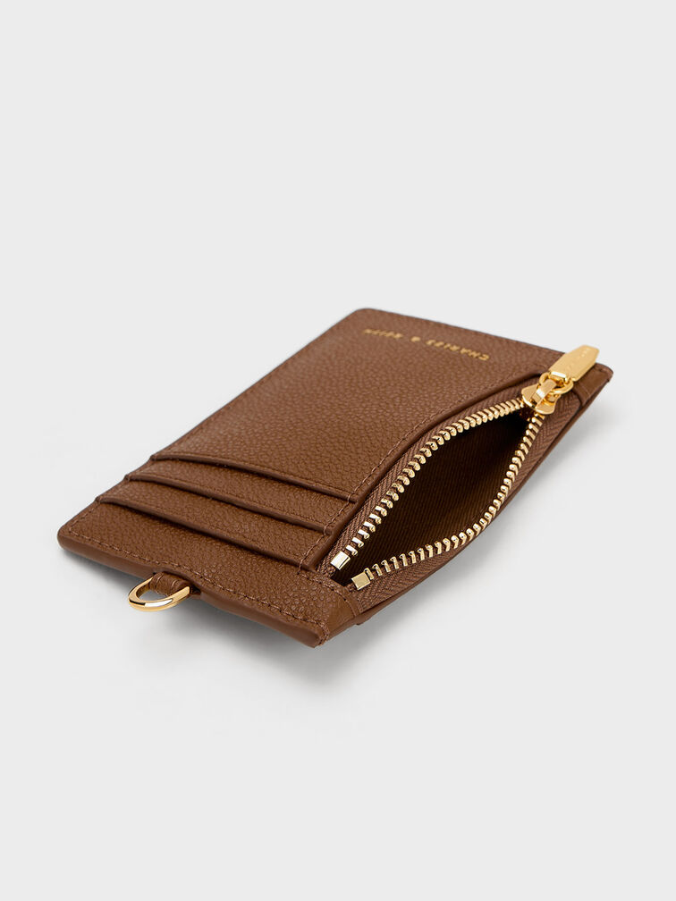 Twilia Side-Zip Card Holder, Chocolate, hi-res