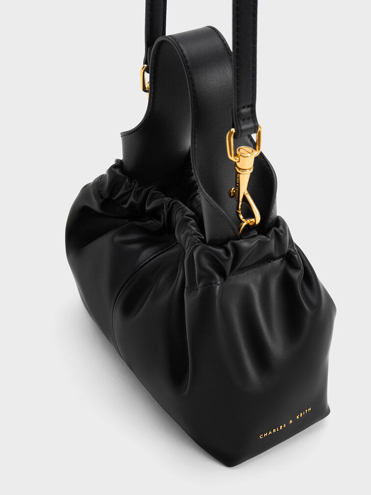 Ally Ruched Slouchy Bag, Black, hi-res