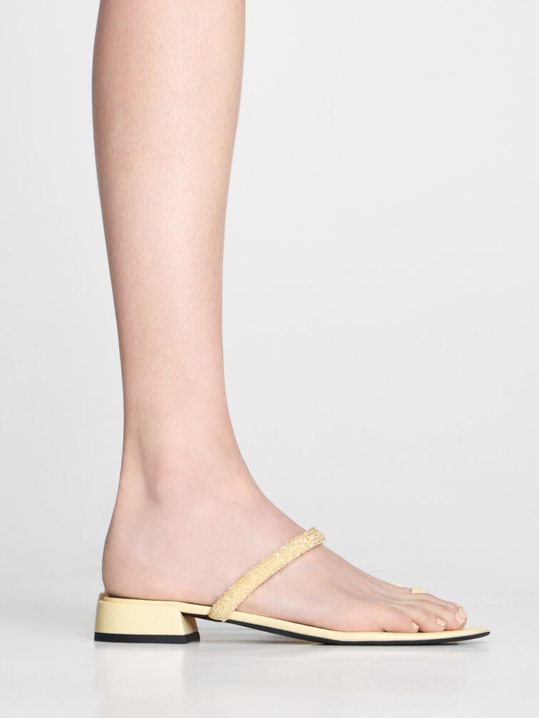 Beaded Toe-Ring Sandals, Butter, hi-res