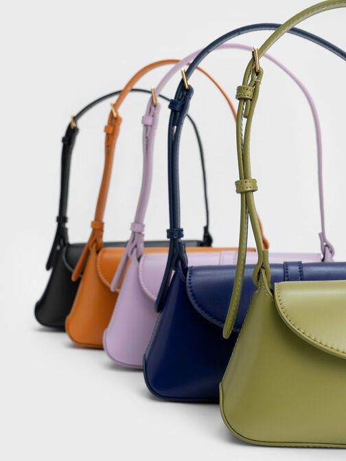 Annelise Double Belted Shoulder Bag, Orange, hi-res