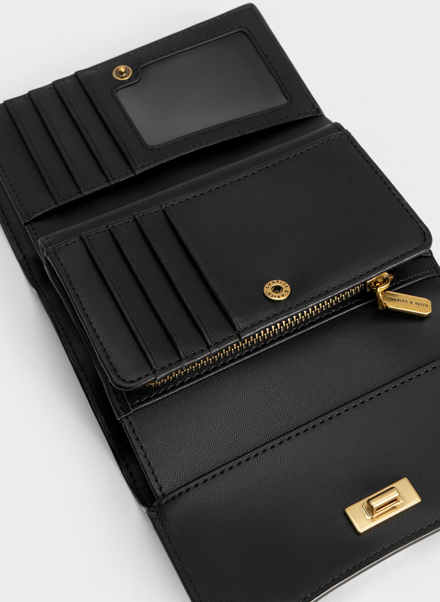 Huxley Metallic Accent Front Flap Wallet, Black, hi-res