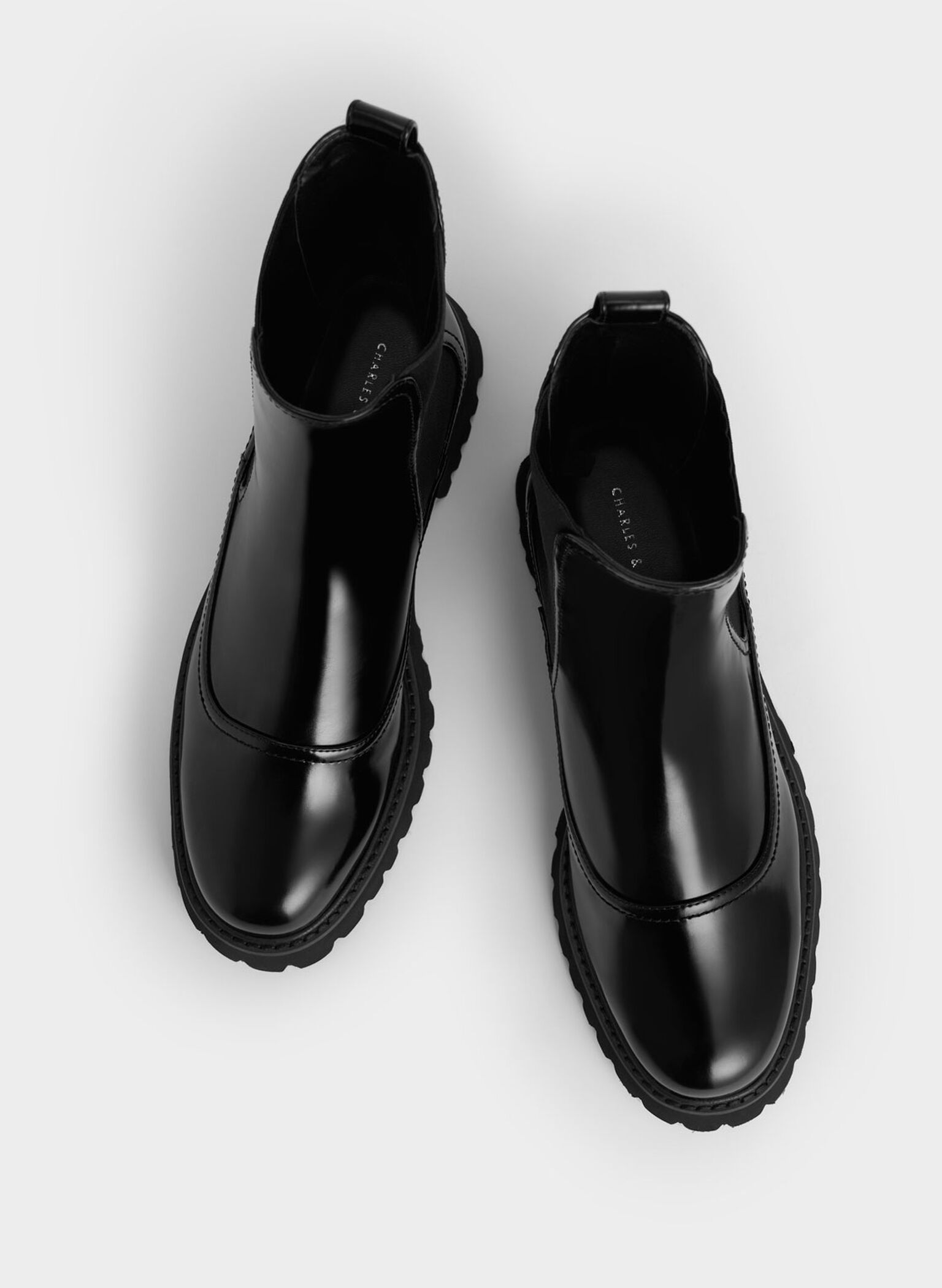 Ridged-Sole Chelsea Boots, Black, hi-res