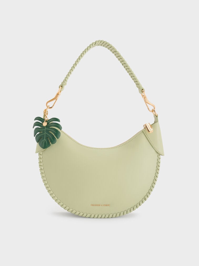 Blume Braided Curved Hobo Bag, Matcha Green, hi-res