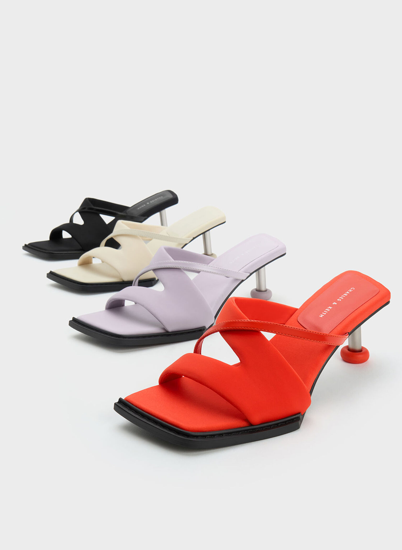 Crossover Sculptural Heel Sandals, Chalk, hi-res