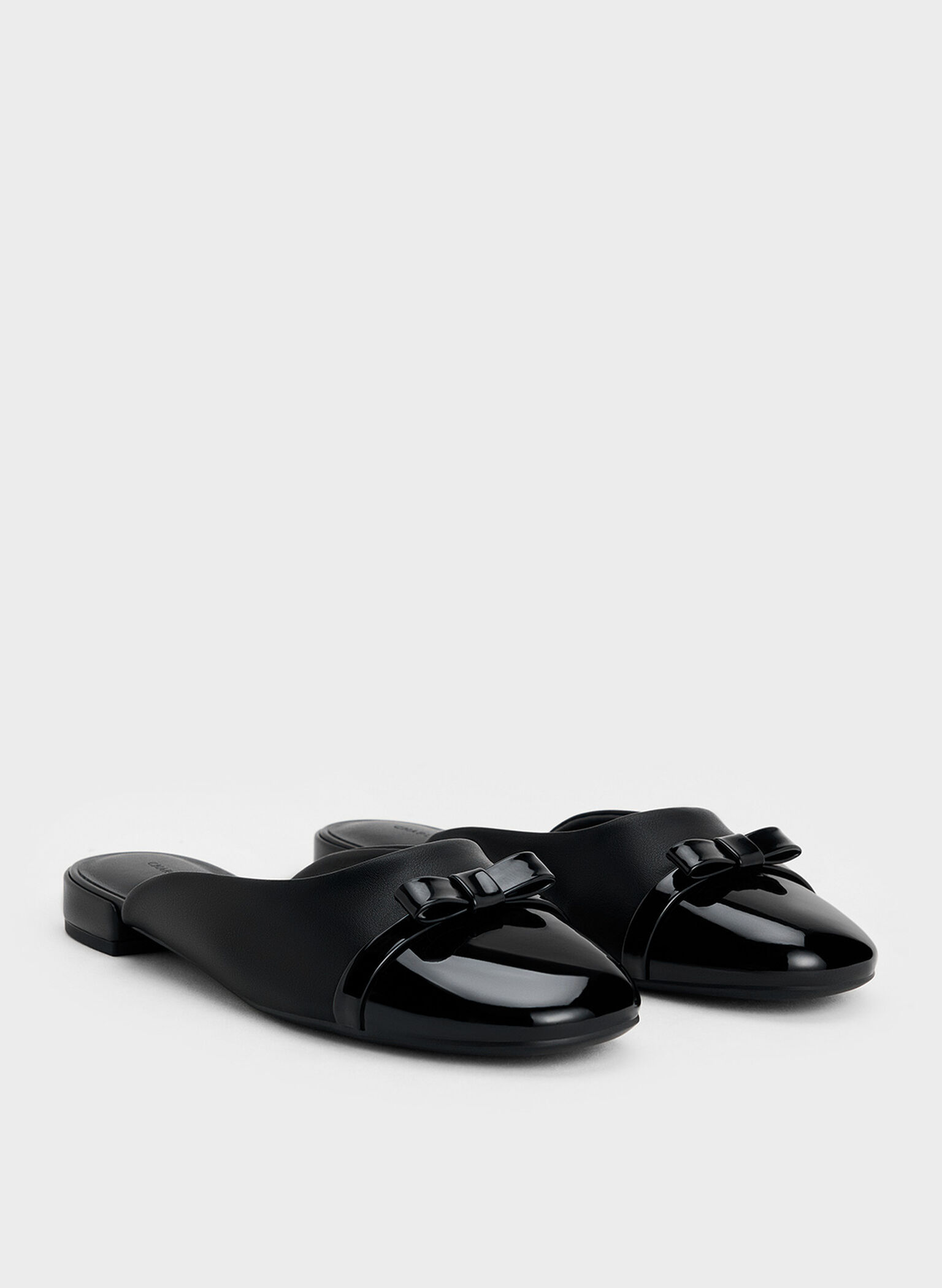 Bow Toe-Cap Mules, Black, hi-res