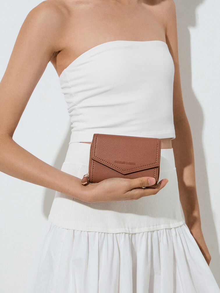 Stitch Trim Envelope Wallet, Chocolate, hi-res