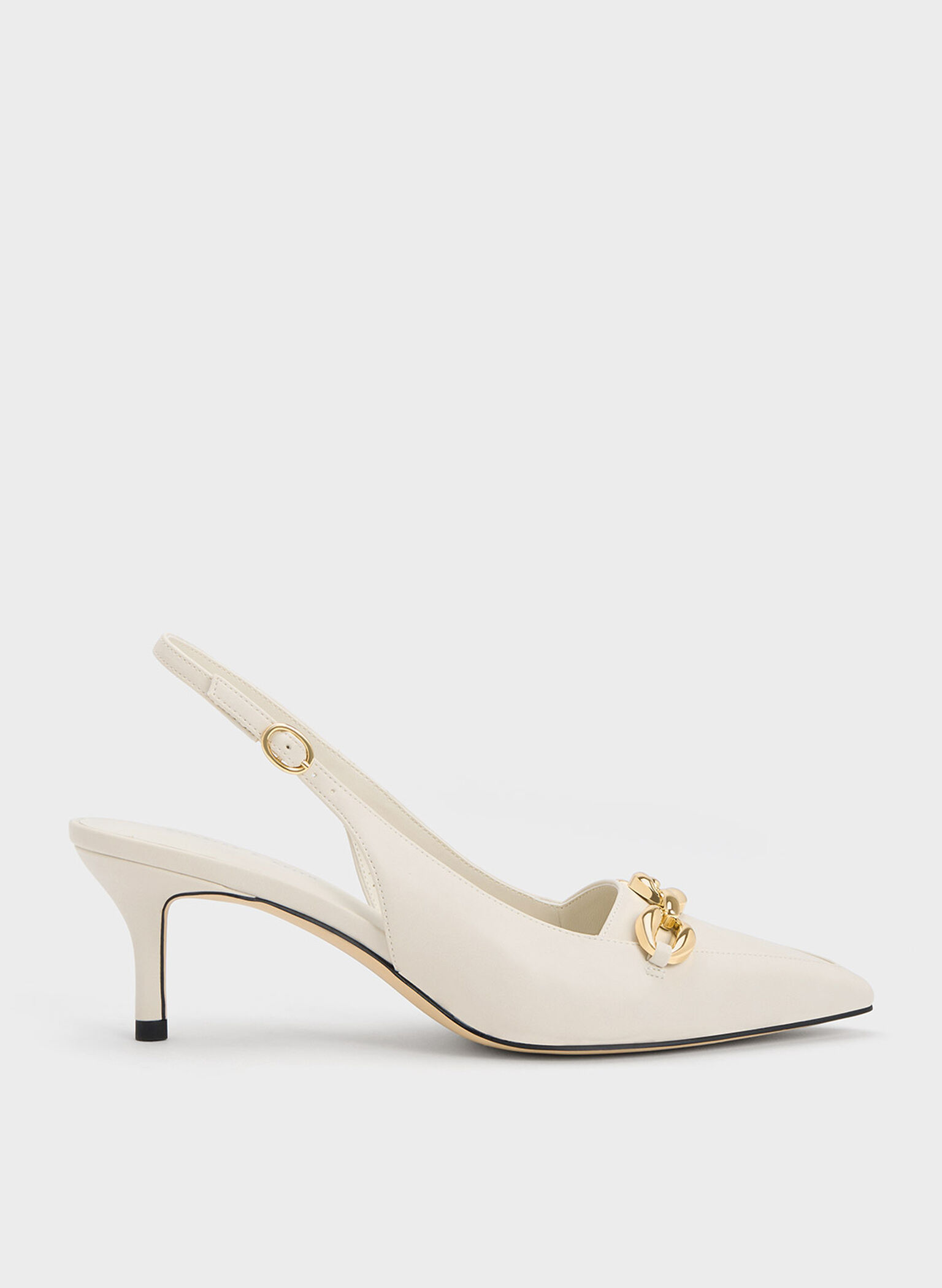 Avani Chunky Chain-Embellished Slingback Pumps, Chalk, hi-res