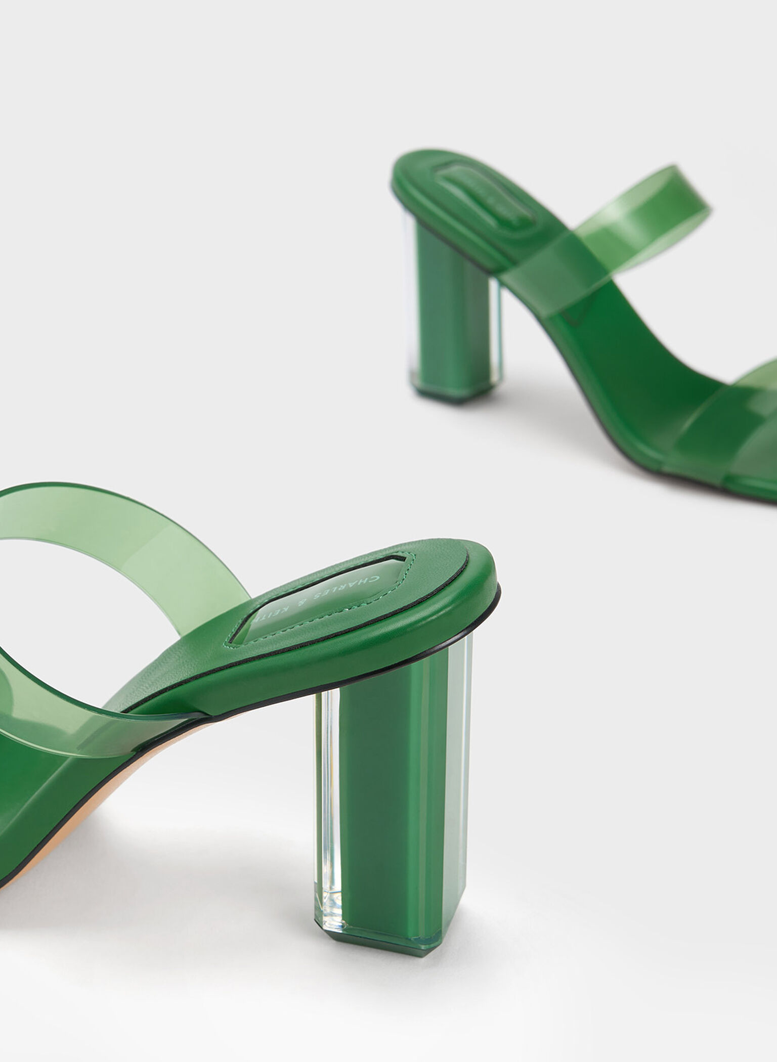 Fia Geometric Heel Mules, Green, hi-res