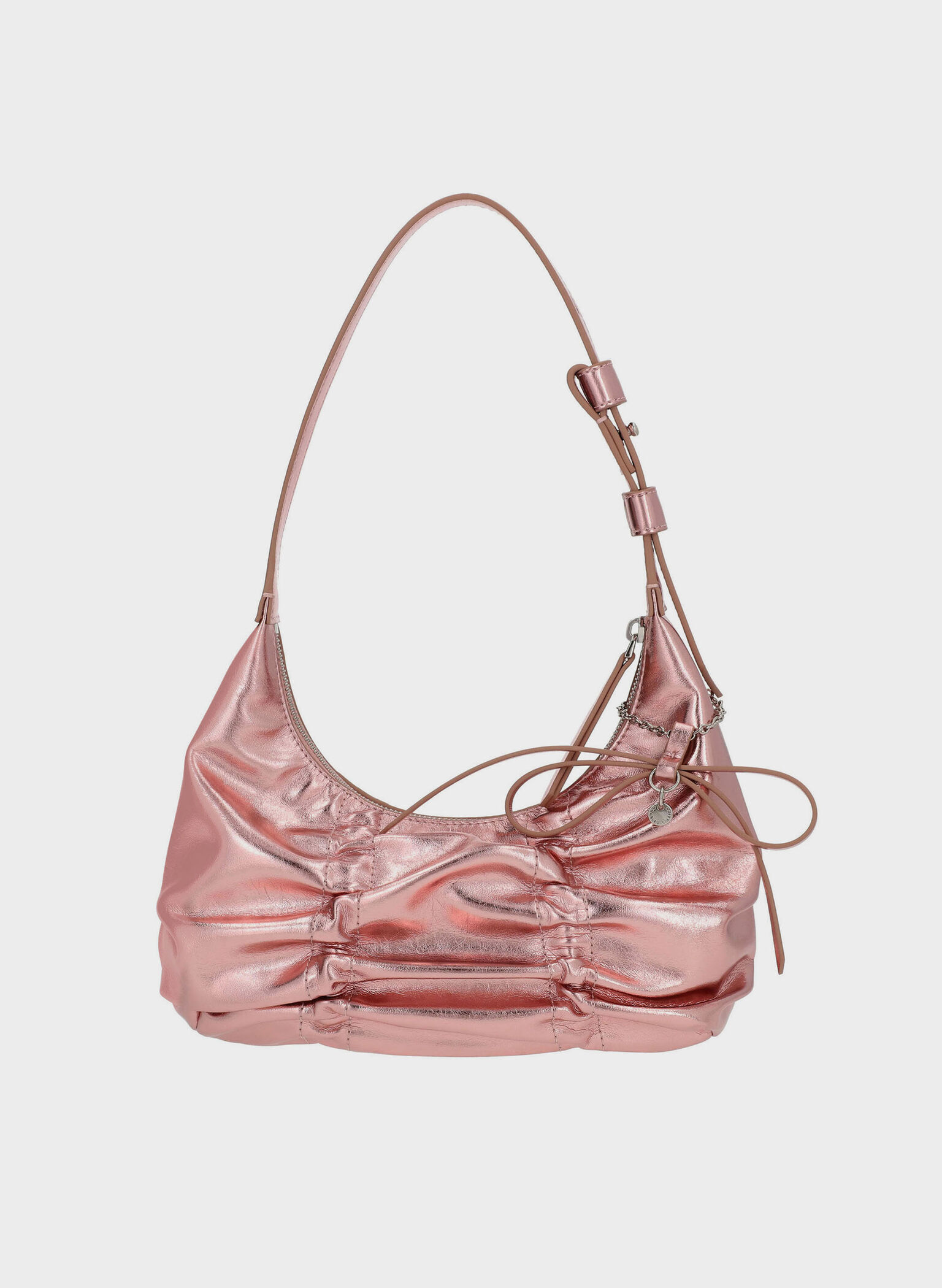 Kadee Metallic Ruched Hobo Bag, Aura Pink, hi-res