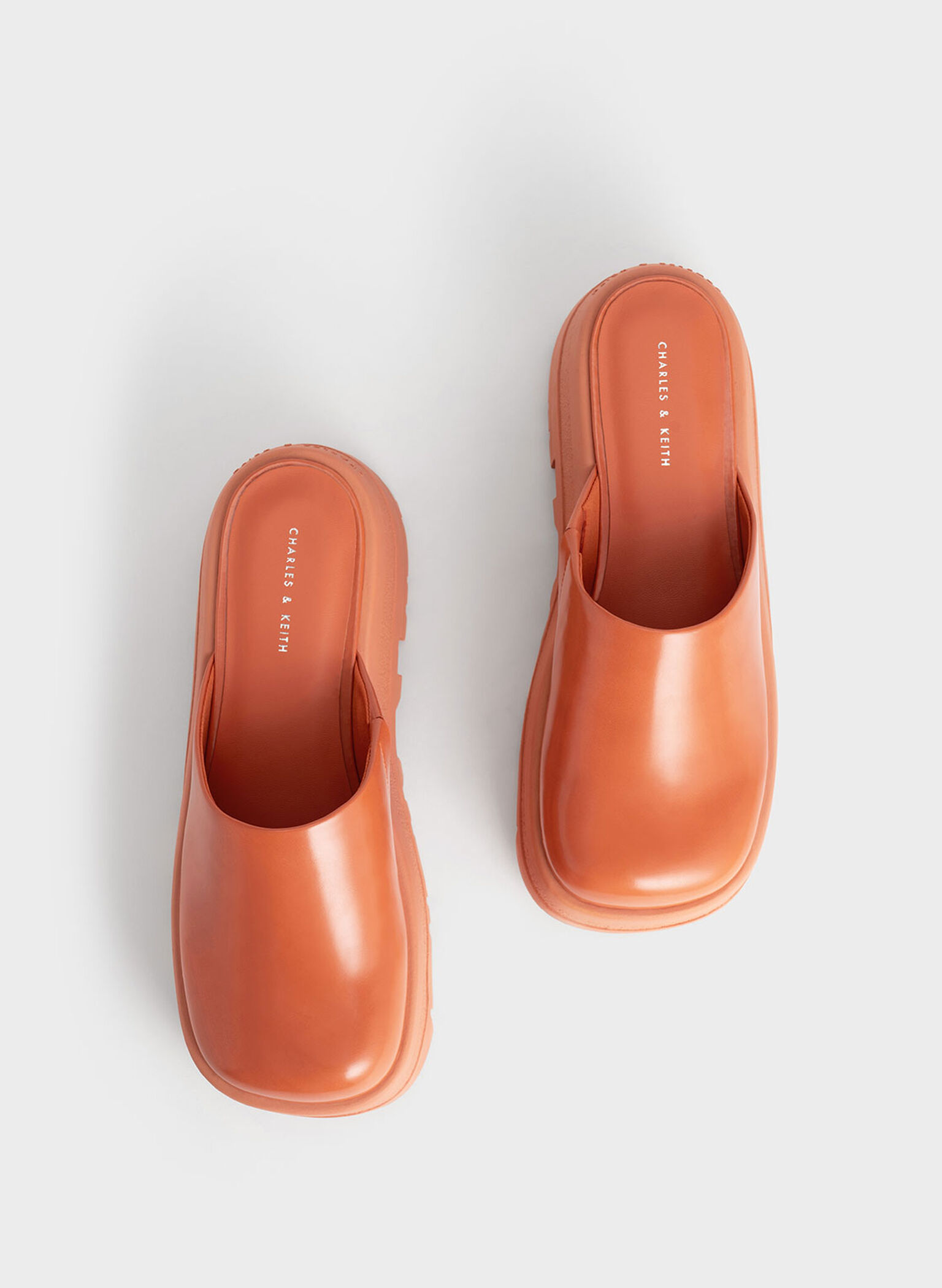 Rainier Platform Round-Toe Mules, Orange, hi-res