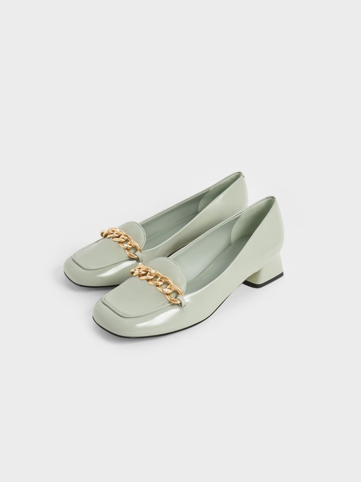 Chain-Link Patent Loafers, Sage Green, hi-res