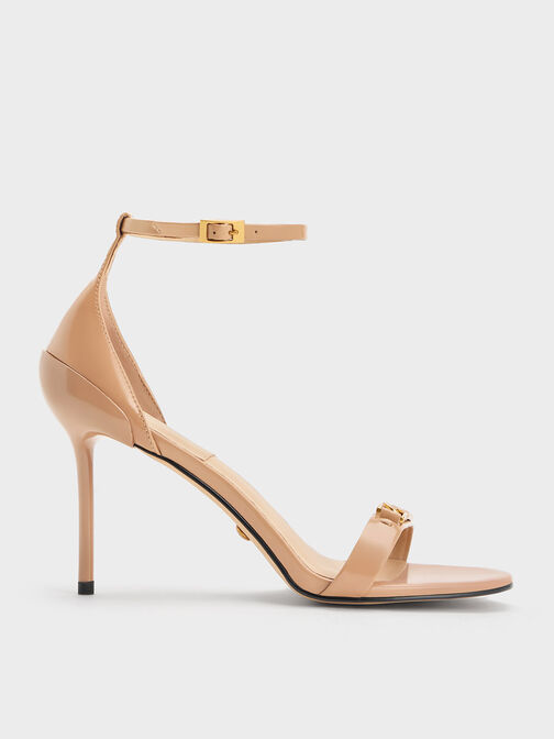 Gabine Leather Stiletto Heel Sandals, Nude, hi-res