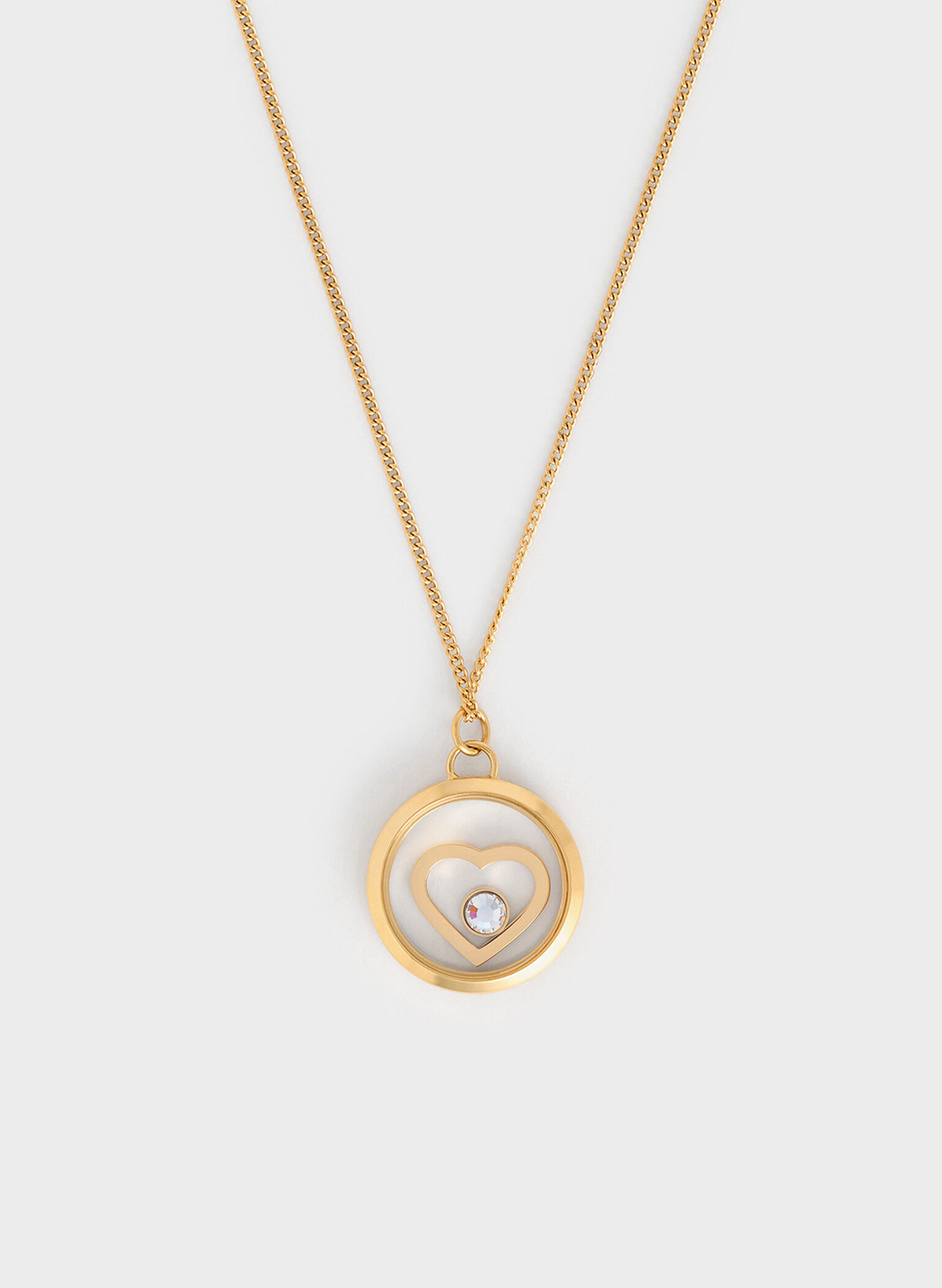 Malorie Crystal Heart Necklace, Gold, hi-res