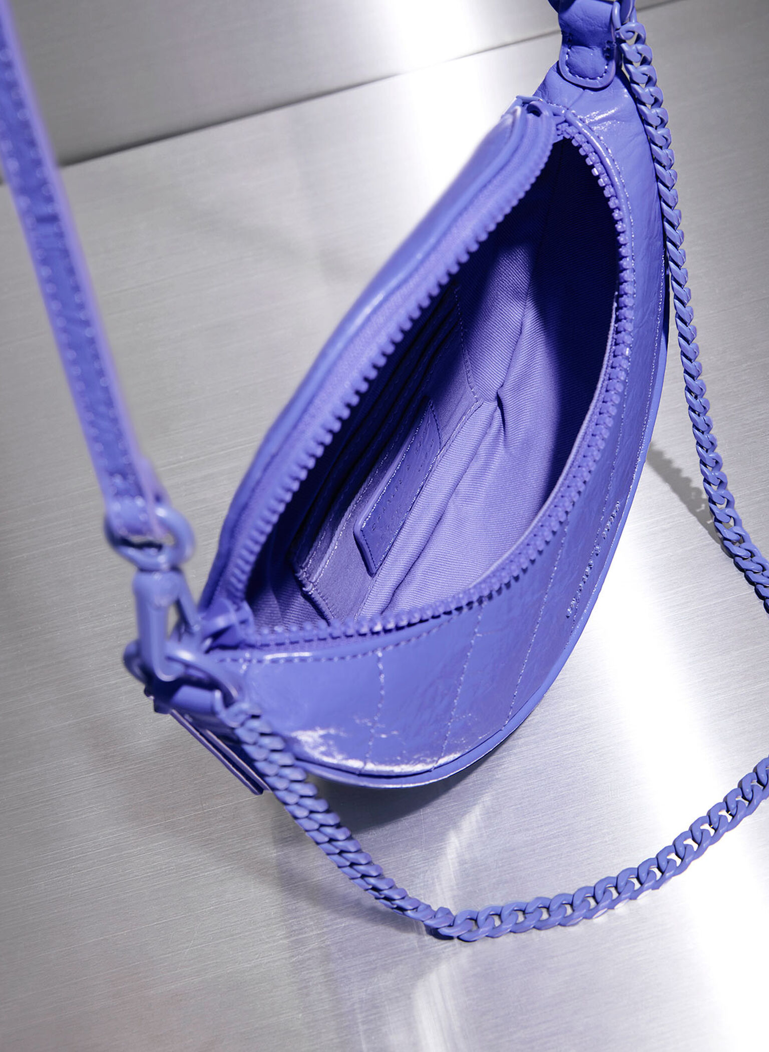 Philomena Half-Moon Crossbody Bag, Purple, hi-res