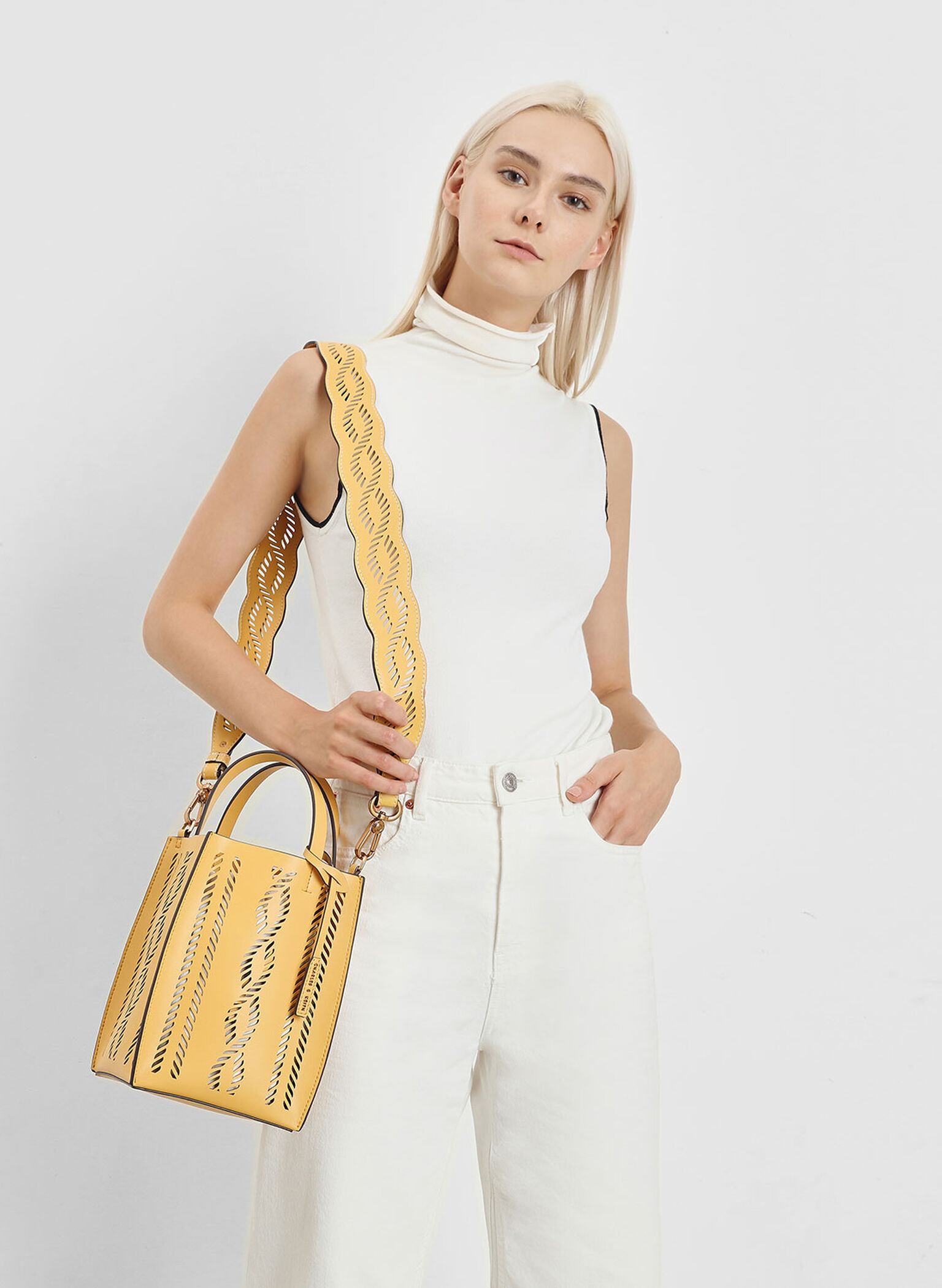 Laser Cut Bag Strap, Yellow, hi-res