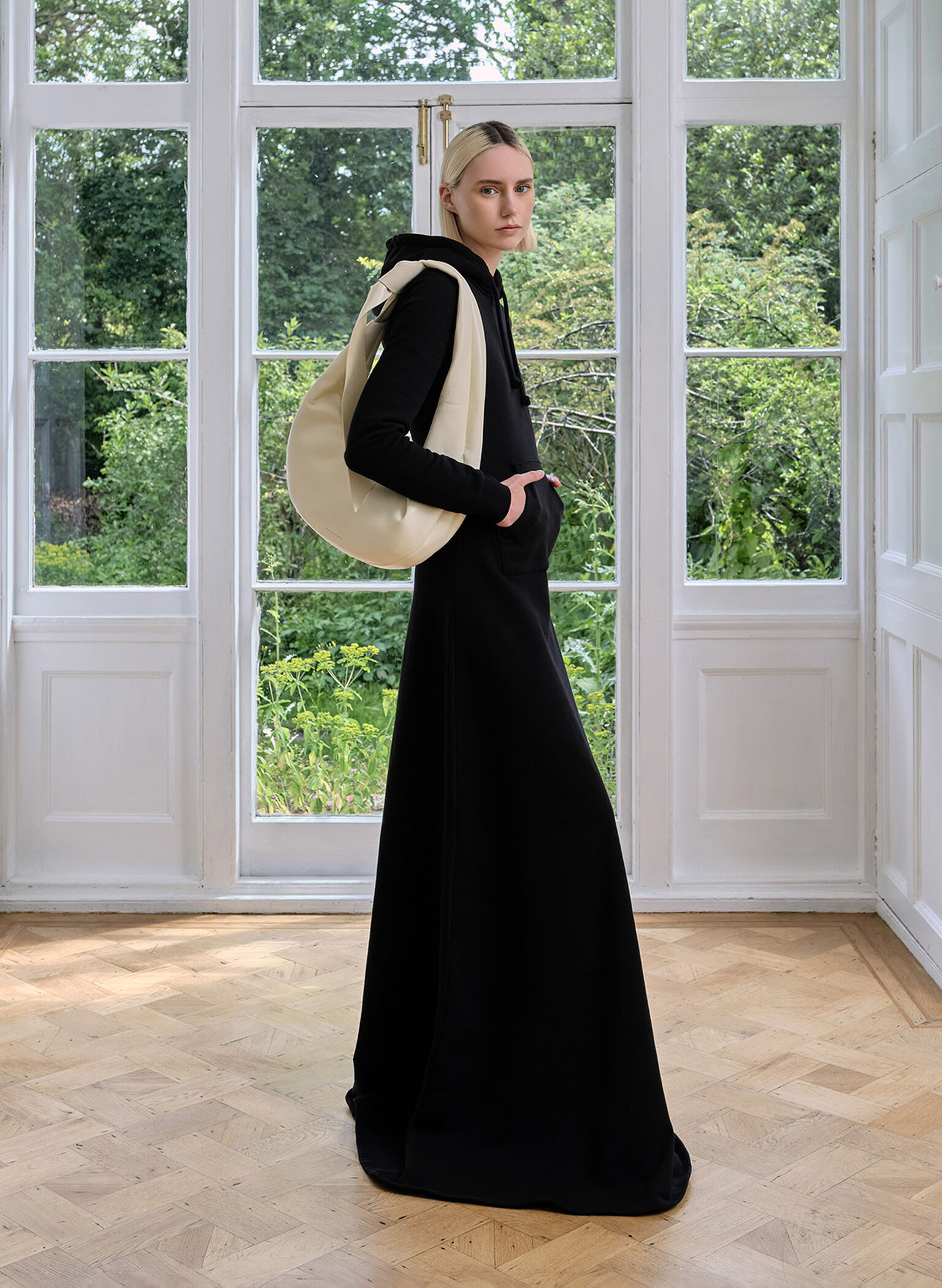 Toni Knotted Crescent Hobo Bag, Chalk, hi-res