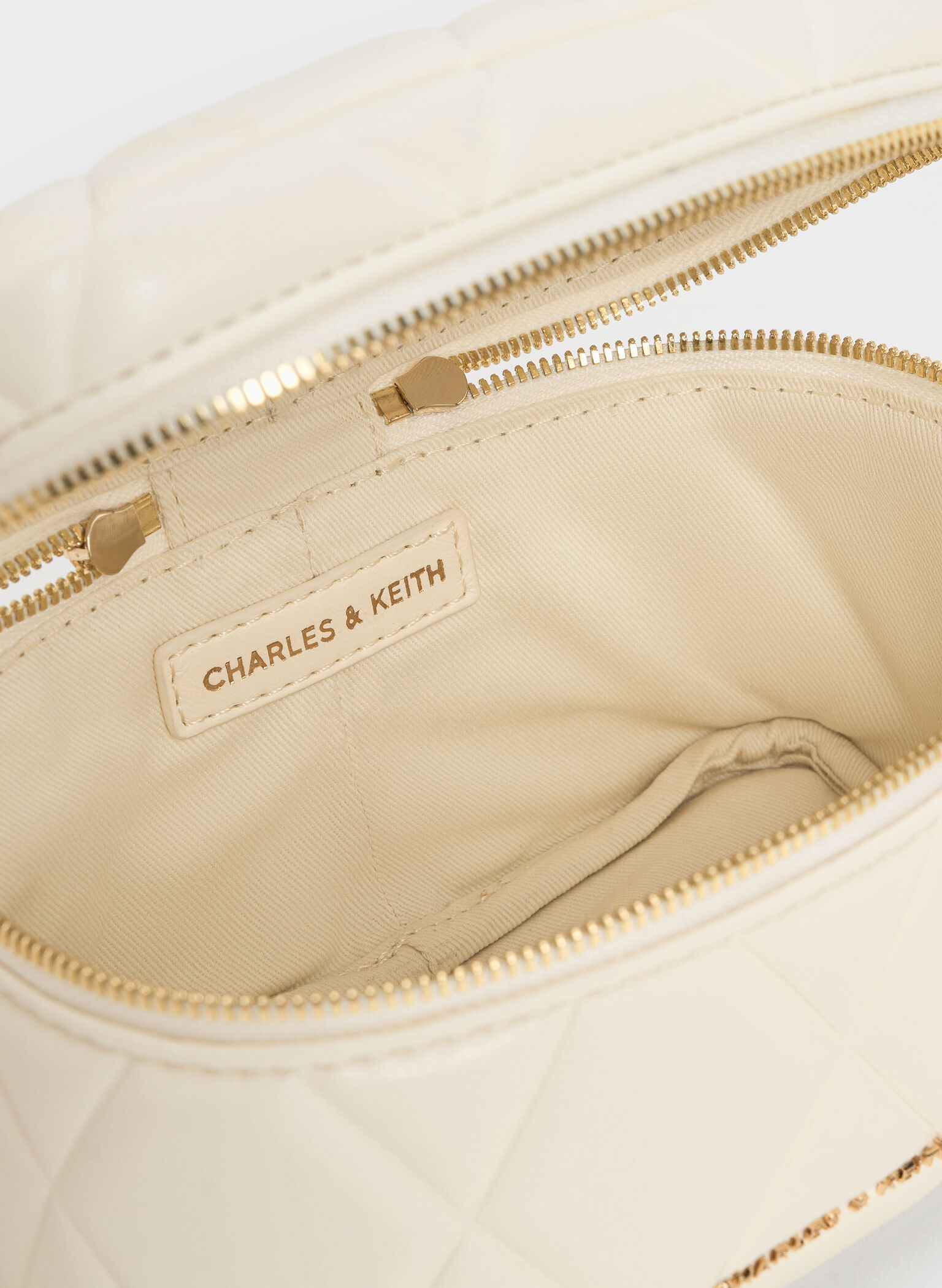 Arwen Quilted Top Handle Vanity Bag, Cream, hi-res