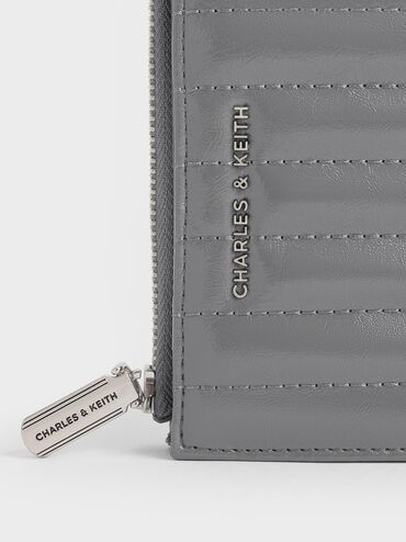 Donna Crinkle-Effect Panelled Top-Zip Wallet, Grey, hi-res