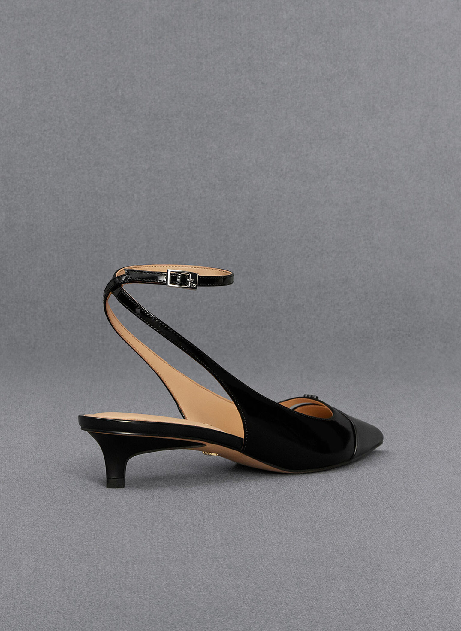 Leather Kitten-Heel Pumps, Black Box, hi-res