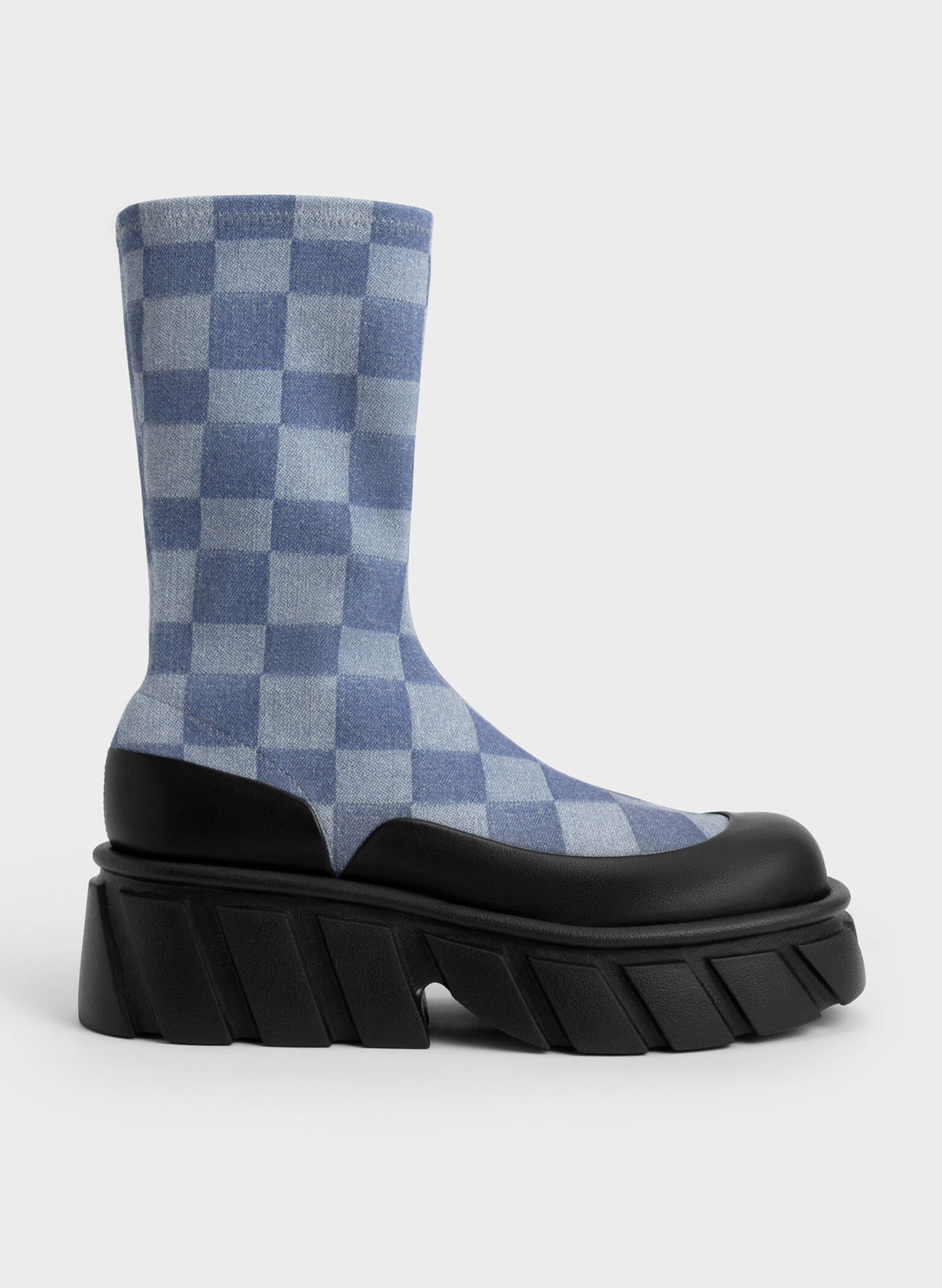 Aberdeen Denim Checkered Platform Boots, Multi, hi-res