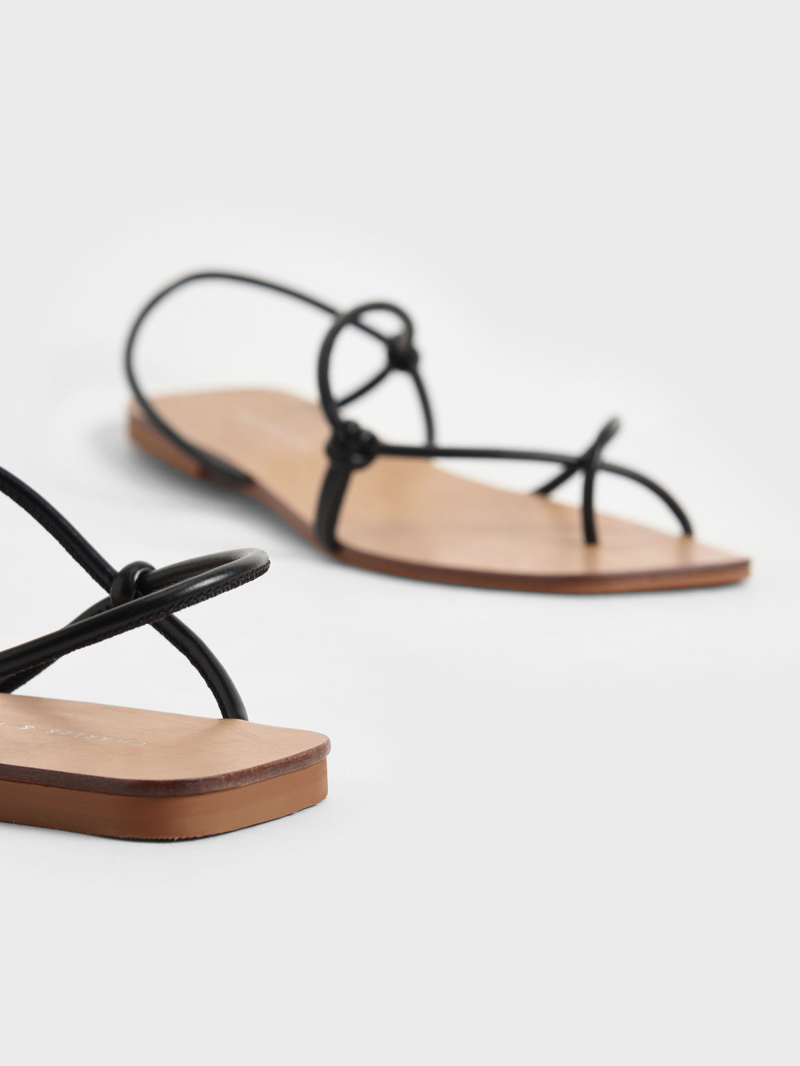 Black Strappy Knotted Thong Sandals - CHARLES & KEITH UK