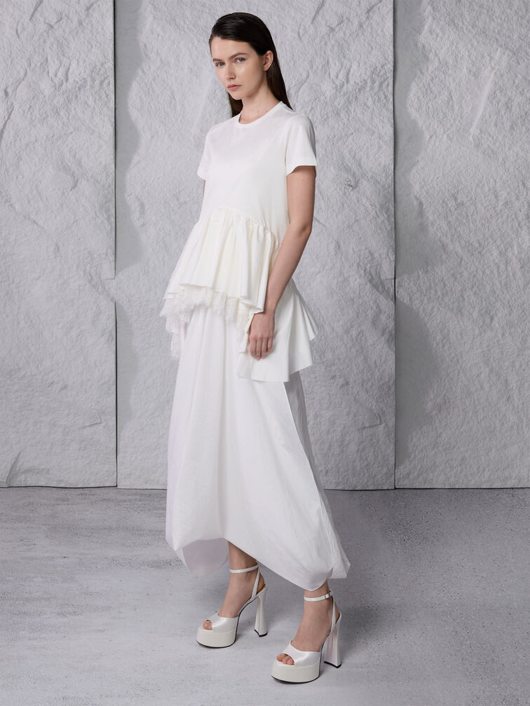 Michelle Recycled Polyester Platform Sandals, White, hi-res