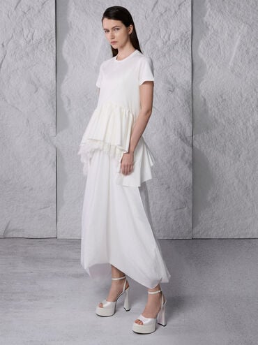 Michelle Recycled Polyester Platform Sandals, White, hi-res