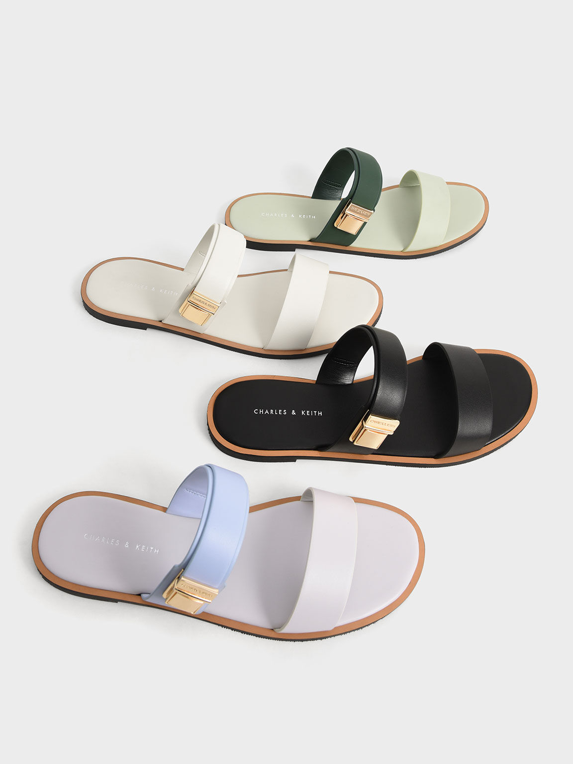 Slide sandals with buckle sale