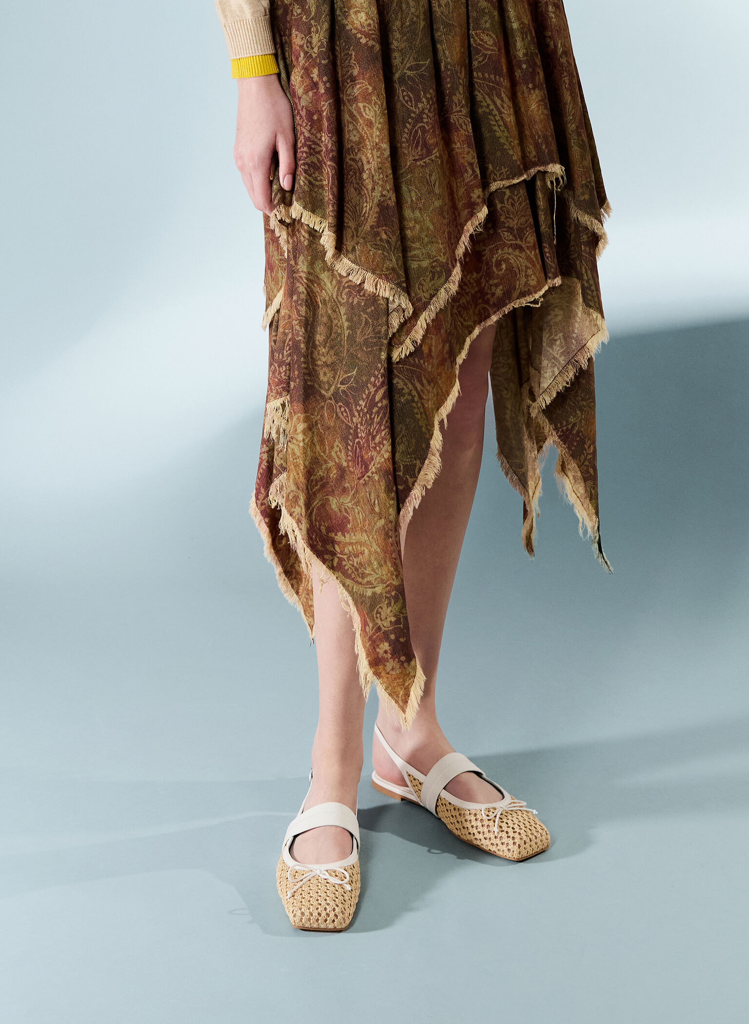 Lyric Woven Bow Slingback Flats, Sand, hi-res
