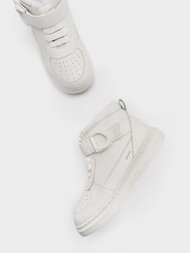 Girls' Gabine Leather High-Top Sneaker, White, hi-res