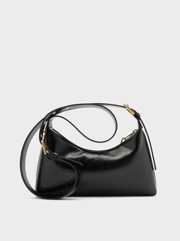 Atwood Chain-Embellished Shoulder Bag, Black, hi-res