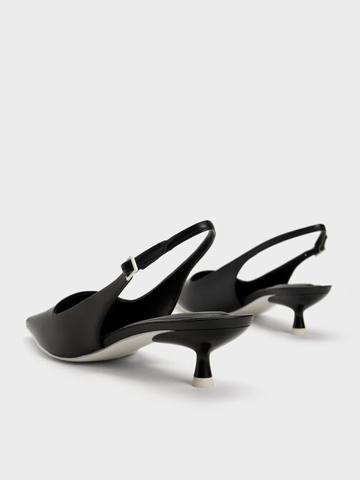 Vita Square-Toe Slingback Pumps, Black, hi-res