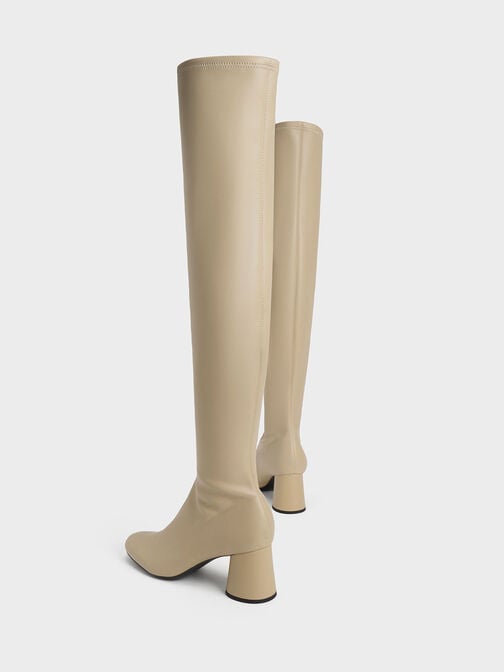 Cylindrical Heel Thigh-High Boots, Taupe, hi-res