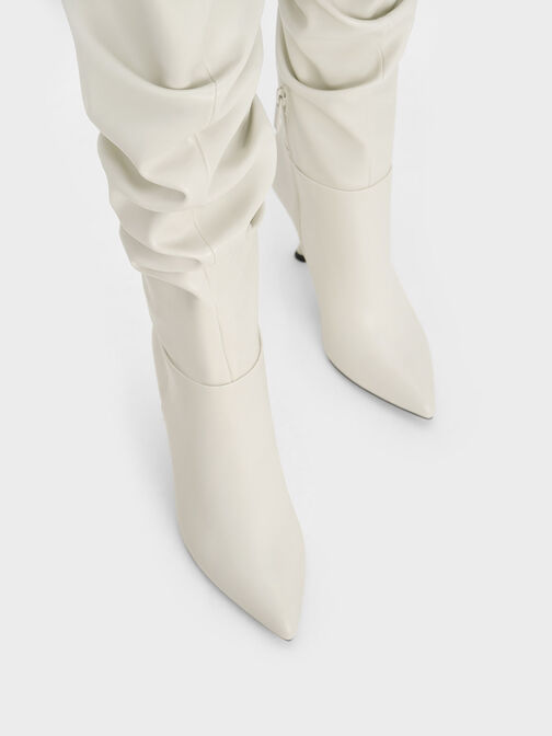 Aster Ruched Knee-High Boots, Chalk, hi-res