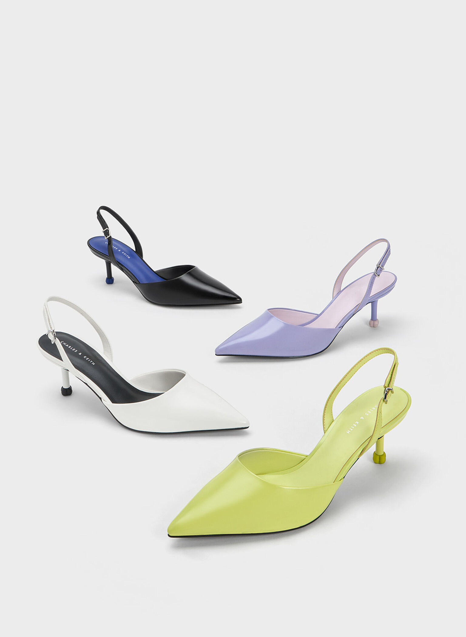 Sculptural Heel Slingback Pumps, White, hi-res