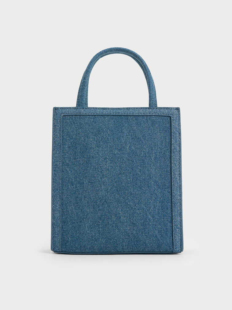 Denim Double Handle Tote Bag, Denim Blue, hi-res