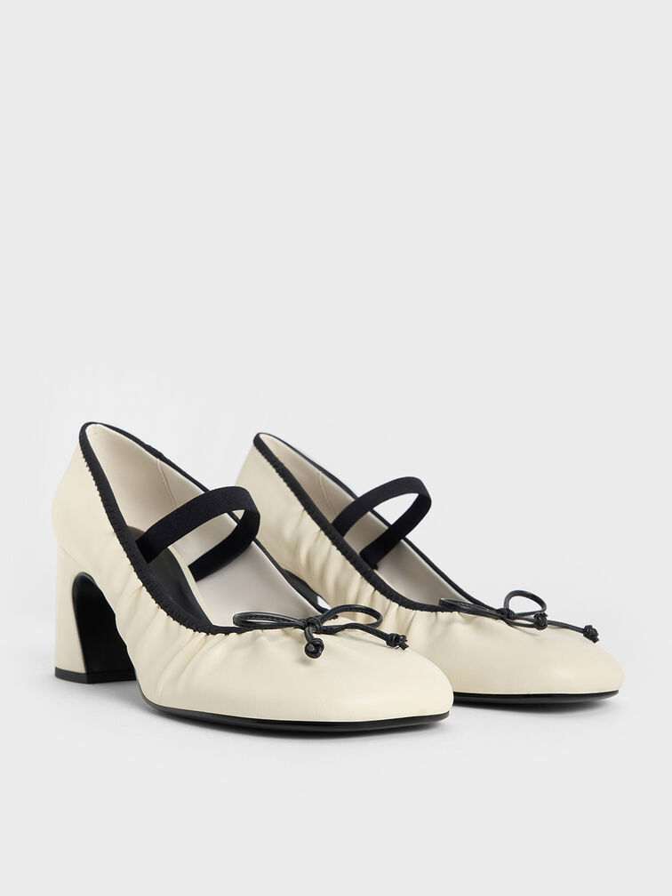 Mino Ruched Mary Jane Pumps, Chalk, hi-res
