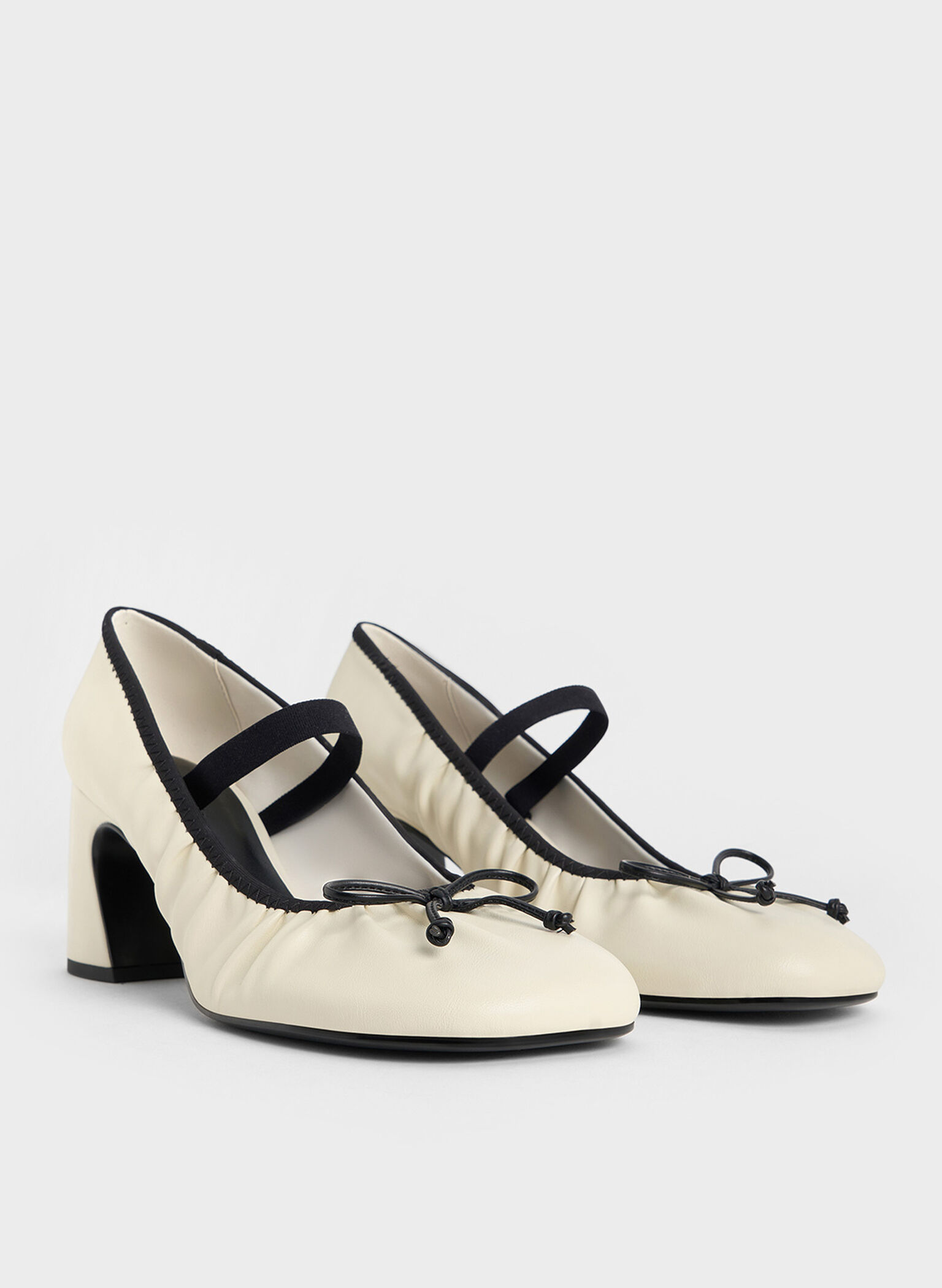 Mino Ruched Mary Jane Pumps, Chalk, hi-res