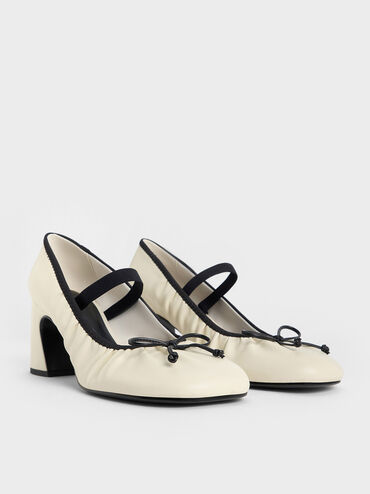 Mino Ruched Mary Jane Pumps, Chalk, hi-res