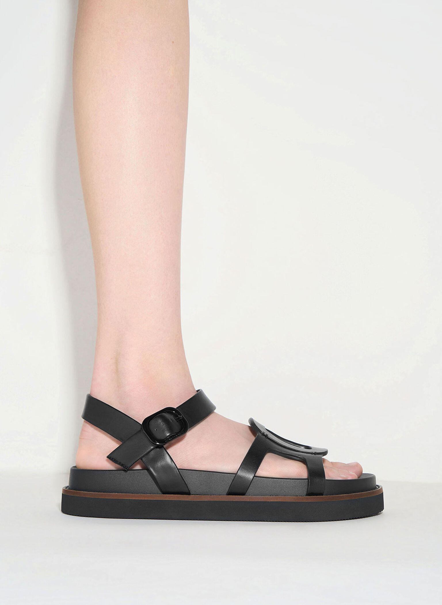 Easley Cut-Out Buckled Sandals, Black, hi-res